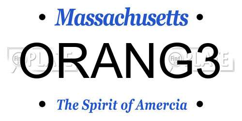 ORANG3 Massachusetts License Plate