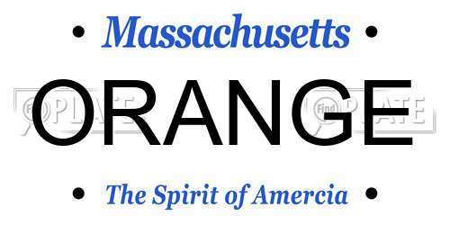 ORANGE Massachusetts License Plate