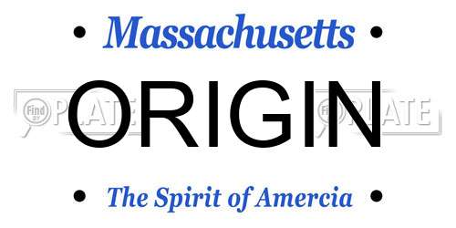 ORIGIN Massachusetts License Plate