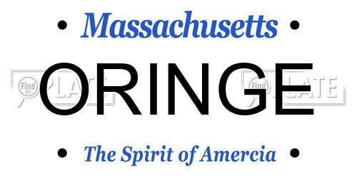 ORINGE Massachusetts License Plate