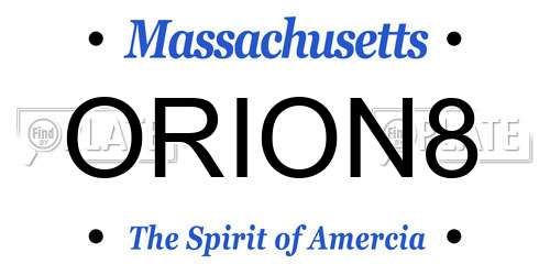 ORION8 Massachusetts License Plate