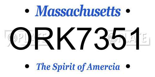 ORK7351 Massachusetts License Plate