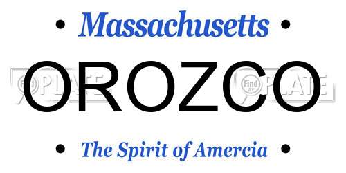 OROZCO Massachusetts License Plate