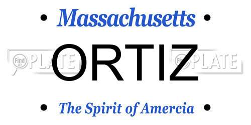 ORTIZ Massachusetts License Plate