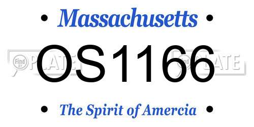 OS1166 Massachusetts License Plate