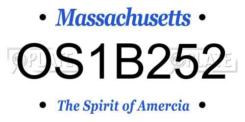 OS1B252 Massachusetts License Plate