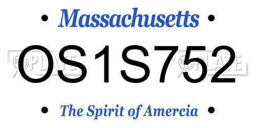 OS1S752 Massachusetts License Plate