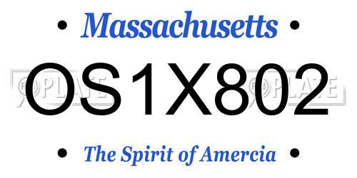 OS1X802 Massachusetts License Plate