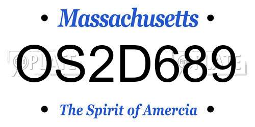 OS2D689 Massachusetts License Plate