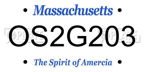 OS2G203 Massachusetts License Plate