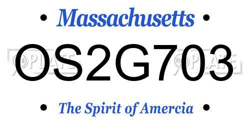 OS2G703 Massachusetts License Plate
