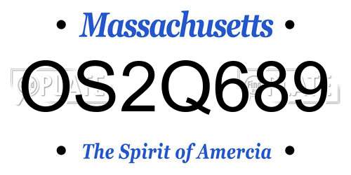OS2Q689 Massachusetts License Plate