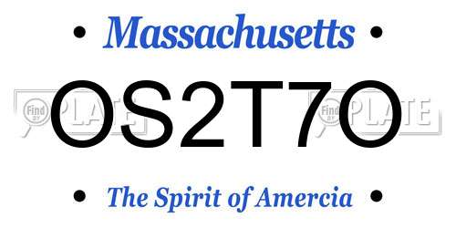 OS2T7O Massachusetts License Plate
