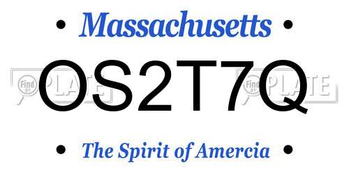 OS2T7Q Massachusetts License Plate