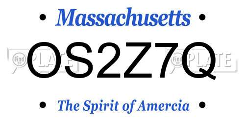 OS2Z7Q Massachusetts License Plate