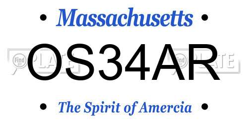OS34AR Massachusetts License Plate
