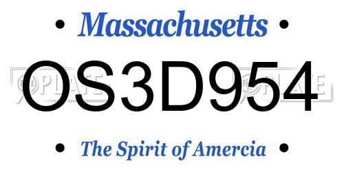 OS3D954 Massachusetts License Plate