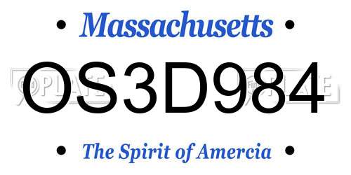OS3D984 Massachusetts License Plate