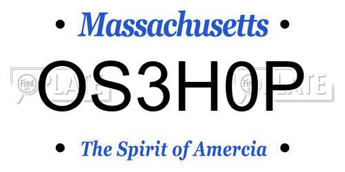 OS3H0P Massachusetts License Plate