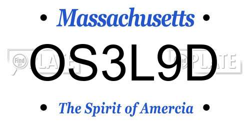 OS3L9D Massachusetts License Plate