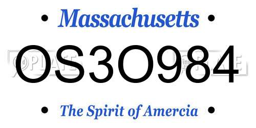 OS3O984 Massachusetts License Plate