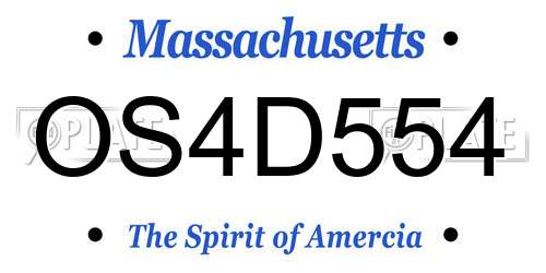 OS4D554 Massachusetts License Plate