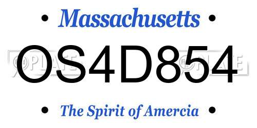 OS4D854 Massachusetts License Plate