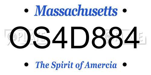 OS4D884 Massachusetts License Plate