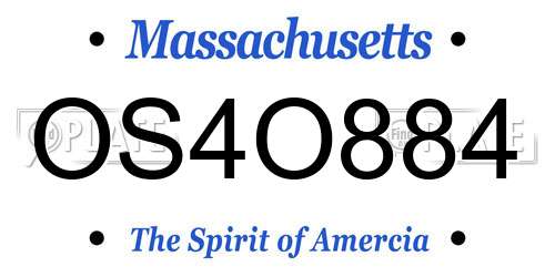 OS4O884 Massachusetts License Plate