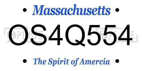 OS4Q554 Massachusetts License Plate