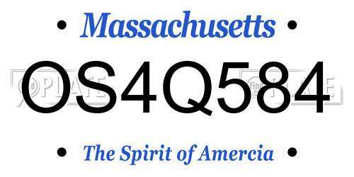OS4Q584 Massachusetts License Plate