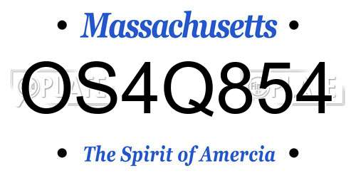OS4Q854 Massachusetts License Plate