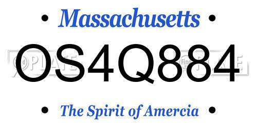 OS4Q884 Massachusetts License Plate
