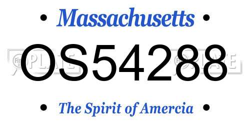 OS54288 Massachusetts License Plate