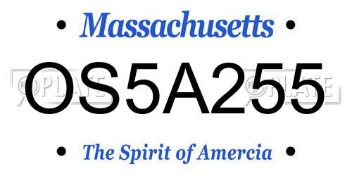 OS5A255 Massachusetts License Plate
