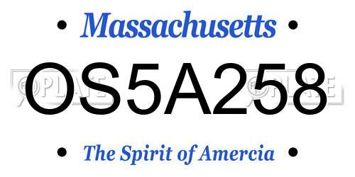OS5A258 Massachusetts License Plate