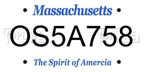 OS5A758 Massachusetts License Plate