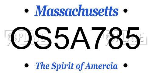 OS5A785 Massachusetts License Plate
