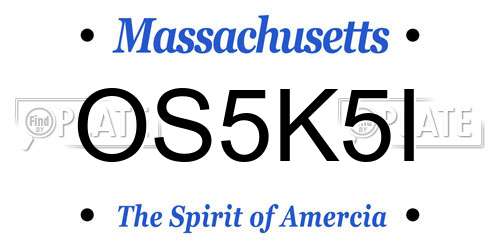 OS5K5I Massachusetts License Plate