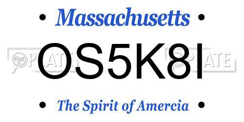 OS5K8I Massachusetts License Plate