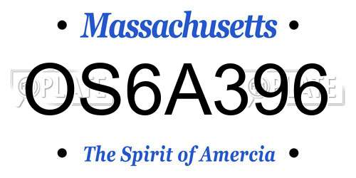 OS6A396 Massachusetts License Plate