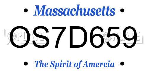 OS7D659 Massachusetts License Plate