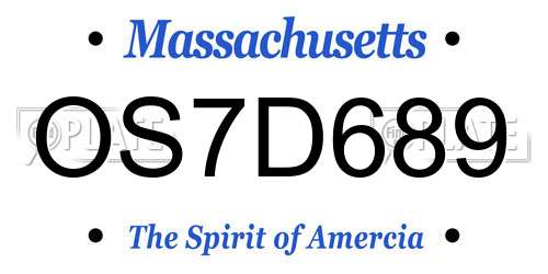 OS7D689 Massachusetts License Plate