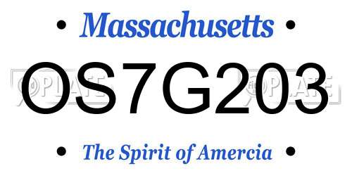 OS7G203 Massachusetts License Plate