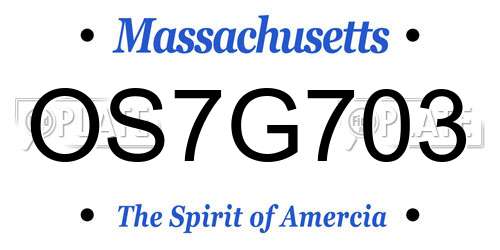 OS7G703 Massachusetts License Plate