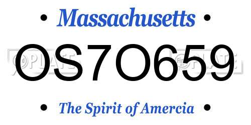 OS7O659 Massachusetts License Plate