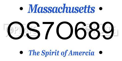 OS7O689 Massachusetts License Plate