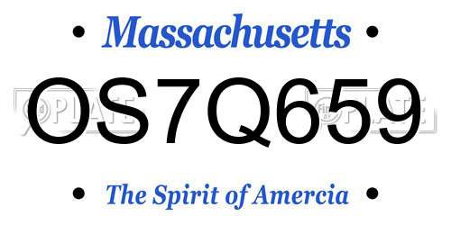 OS7Q659 Massachusetts License Plate