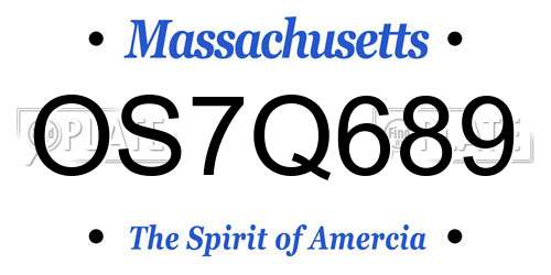 OS7Q689 Massachusetts License Plate