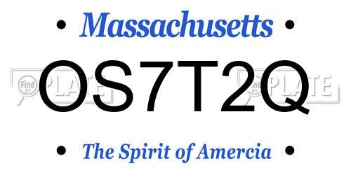 OS7T2Q Massachusetts License Plate